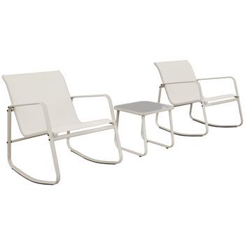 Mecedora De 2 Plazas De Textileno Beige Tenerife