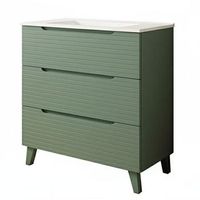 kibath mueble de bano con lavabo boreal 80x45 cm acabado verde lago mate 3 cajones con patas