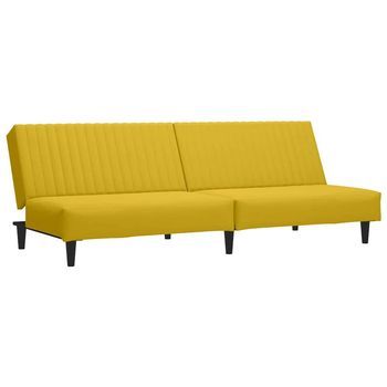 Sofá Cama De 2 Plazas Terciopelo Amarillo Vidaxl