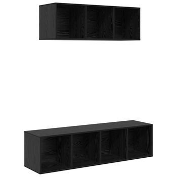 Conjunto De Mueble De Tv 2 Uds | Mueble De Salón | Gabinete De Tv Roble Negro Madera Contrachapada