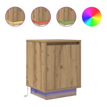 Mesitas De Noche Con Luces Led 2 Uds | Mesilla De Noche Roble Artisan 38x34x50 Cm