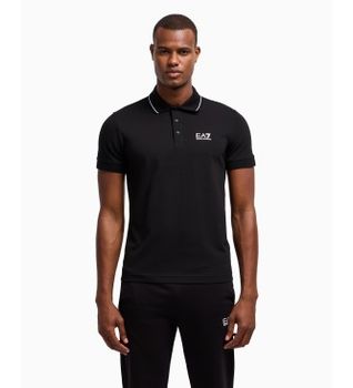 EA7 para hombre. 8NPF16_PJVUZ Polo Casual negro (M), Algodón, Manga corta
