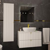 conjunto de muebles con lavabo paneles de melamina y mdf blanco