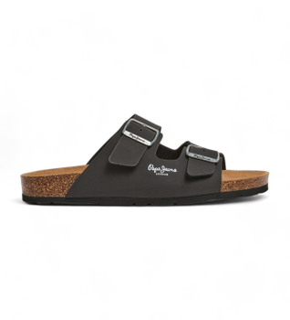 Pepe Jeans para hombre. PMS80003 Sandalias Bio Double Velour negro (44), Plano, 1 a 3cm, Ninguno, Casual
