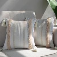 funda de cojin - funda de cojin para sofa - algodon - cyslmuk - 50x50 cm - 2 piezas - beige