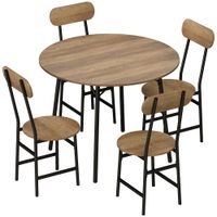 homcom set de comedor 5 piezas mesa y 4 sillas patas de metal acabado natural