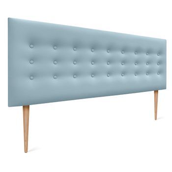 Dhome Cabecero De Polipiel Con 3 Hileras De Botones Y Patas Cabezal Tapizado Cama Lujo (celeste, 150cm)