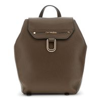 mochila suave con solapa efecto piel con grano y costura gruesa decorativa dark brown taglia unica