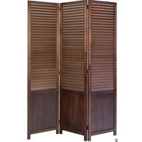 biombo de madera marron 3 paneles 120x170cm par06021