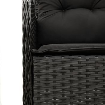 Conjunto De Comedor De Patio (con Almohadones, Ratán Poliéster Negro)