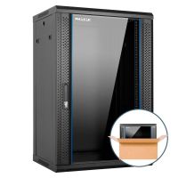 rack mural phasak pro 19 18u 600x450 premontado con puerta de vidrio