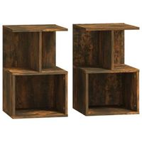 juego de 2 mesitas de noche con estante 35 x 35 x 55 cm madera contrachapada marron dec035067