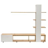 mueble de television blanco y madera de 180 cm para tv de hasta 60 pulgadas