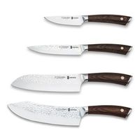 3 claveles sakura - juego master de 4 cuchillos acero forjado con hoja martilleada