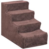 pawhut escalera para mascotas de 4 peldanos con funda extraible y lavable para cama sofa 60x35x44 cm marron
