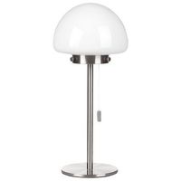 lampara de mesa de vidrio plateado blanco 39 cm base metal pantalla interruptor moruga