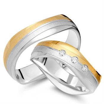 Alianzas 8 quilates oro amarillo-blanco 3 diamantes