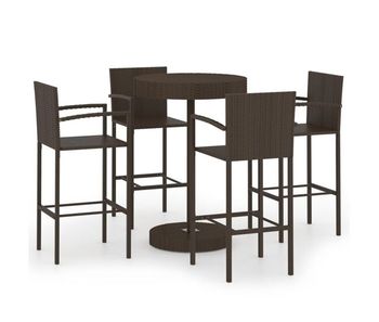 Conjunto de bar para jardín 5 piezas ratán sintético marrón
