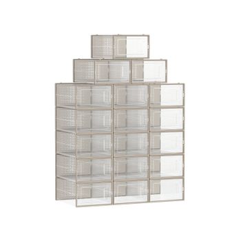 18 Organizadores de Almacenamiento, Transparente + Beige Avena / M ( 33,5 x 23,2 x 14,3 cm )