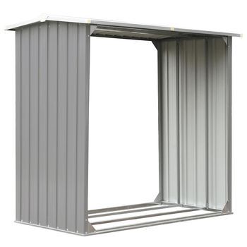 Casetilla Para Leña Acero Galvanizado Gris 172x91x154 Cm Vidaxl