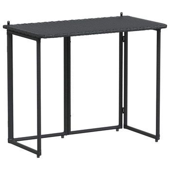 Mesa De Jardín | Mesa De Exterior Plegable De Ratán Sintético Negra 90x51x75 Cm