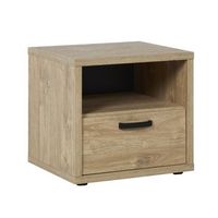 mesita de noche con cajon y hueco en color roble dorado coleccion megeve