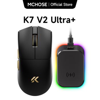 Ratón Inalámbrico para Juegos MCHOSE K7 V2 PAW3955 TI con Doble Frecuencia de Sondeo de 8K, 50000DPI, Base de Carga Magnética Inalámbrica Ligera para Esports