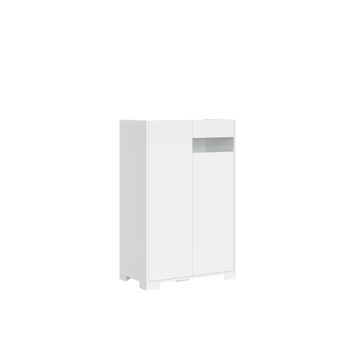 Aparador alto 2 puertas 70x35x110 cm, blanco brillante