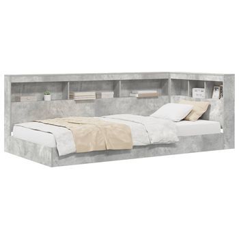 Cama Con Estantería Con Estante Gris Concreto 75 X 190 Cm Vidaxl