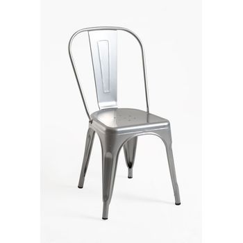 Pack 4 Sillas Torix De Acero Reforzado 86*36*36 Cm - Gris Metalizado