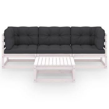 Muebles De Jardín 4 Uds | Mesa Y Sillas Con Cojines De Madera De Pino Maciza