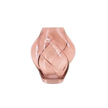 Jarrón de vidrio alveolado rosa 20cm
