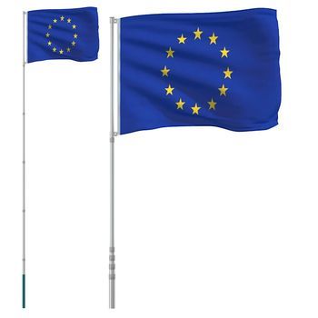Mástil Y Bandera De Europa Aluminio 5,5 M Vidaxl