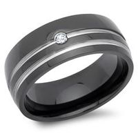 anillo de acero inoxidable ennegrecido 8mm circonita