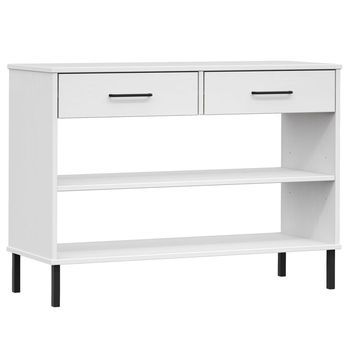 Armario Consola Patas De Metal Madera Maciza Pino Blanco Oslo Vidaxl