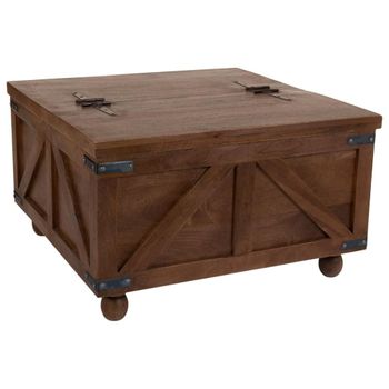 Mesa baúl de centro de madera marrón 76x76x45