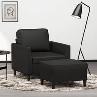 sillon de salon  silla  sillon con taburete cuero sintetico negro 60 cm cfw71385