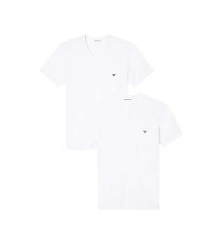 Emporio Armani para hombre. EM000392_AF14132 Set 2 camisetas de estar por casa de punto elástico con cuello de pico blanco (XL), Homewear, A