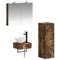 juego de muebles de bano 4 pcs roble ahumado vidaxl