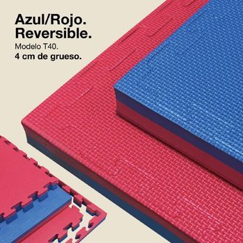 Jowy 40 Piezas (40 M²) Tatami Puzzle 4cm 100x100cm – Superficie “t” Rojo/azul