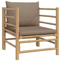 sofa de jardin bambu con cojines gris taupe vidaxl