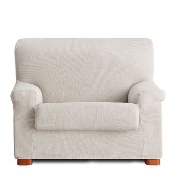 Funda De Sillón Elástica Premium Con Funda Cojín Aparte E Incluída Muy Suave Crudo 80 - 110 Cm