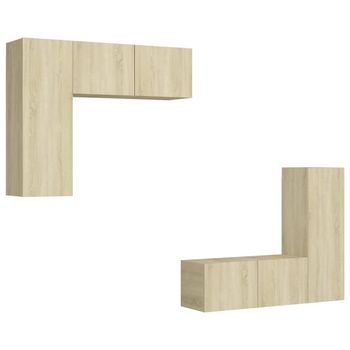 Juego De Muebles De Salón 4 Piezas | Mueble Tv | Gabinete De Tv Roble Sonoma