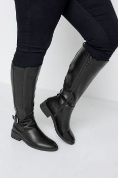 Botas Negras Polipiel Con Hebilla En Diferentes Anchos
