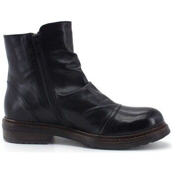 Jiudit Botines Polacco Stivaletto Pelle Arricciata Nero I2027 para mujer