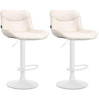 juego de 2 taburetes de bar vonore en polipiel simil cuero crema 51x49x85 cm clp