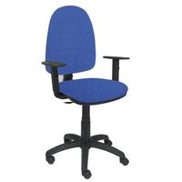 silla de oficina ergonomica con mecanismo de contacto permanente y regulable en altura  asiento y respaldo tapizados en tejido bali color azul marino brazos regulables en altura piqueras y crespo modelo 04cp