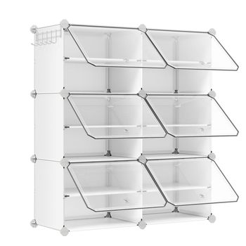 Zapatero modular de 24 pares de plástico blanco