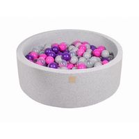 meowbaby piscina de bolas round seca para ninos gris claro  rosa oscuromoradotransparentegris 200 pcs 90x30cm