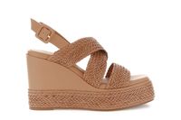 sandalias de cuna con tacon cruzado en efecto piel sintetica trenzada tan 36